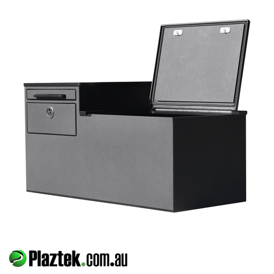Plaztek boat seat cooler box has a large hatch to access into the cooler box. Made in Australia. 