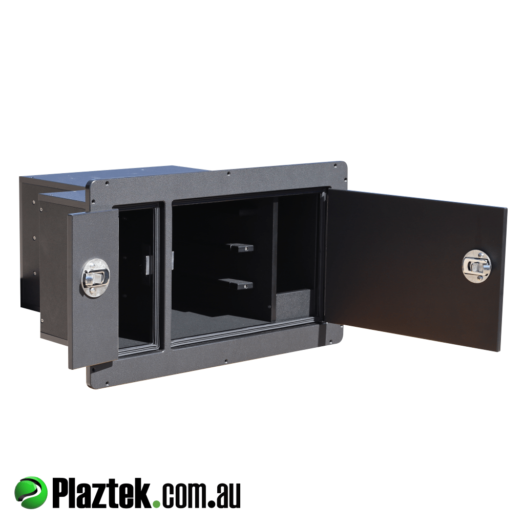 Tackle tray cabinet has SS latches and marine grade foam rubber seal. Made in Australia