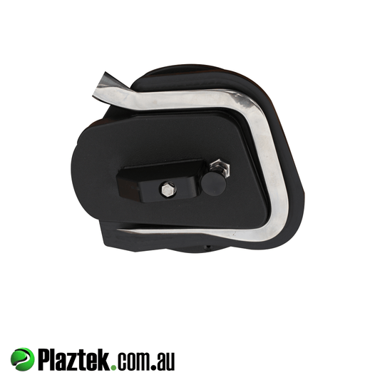 Plaztek 4 inch gaff holder shown in it's open position making it easy for remove and to put back after use. Made in Australia.