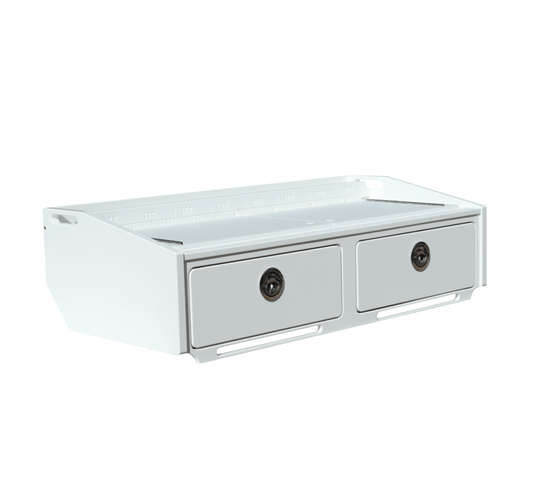 Plaztek-Bait Board 900mm 2 Drawer. S/S slam style latches keeps you tackle secure. Made In Australia using King StarBoard.