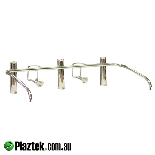 Plaztek SS 3 rod and 2 drink holder are available to suit Plaztek 500,700 and 900mm bait boards. Made In Australia.  