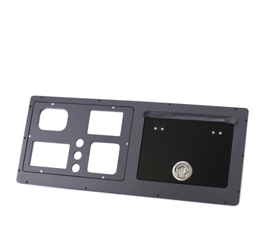 Boat glove box and dash built by Plaztek in Australia, made from black King StarBoard
