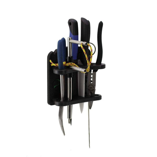 Plaztek Boat Tool Holder in Black with Fishing Tools displayed 