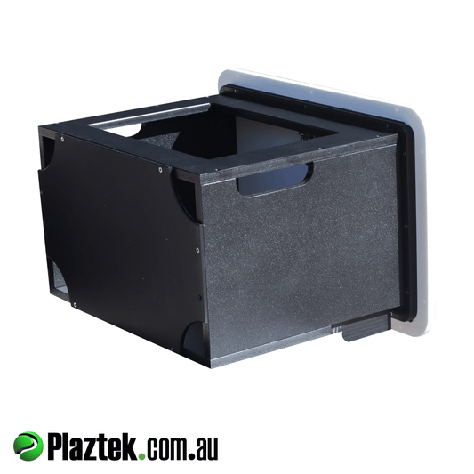 Plaztek pie warmer cabinet will hold the 12v KickAss pie warmer. We have removed the top to allow the warm air to escape. Made in Australia.