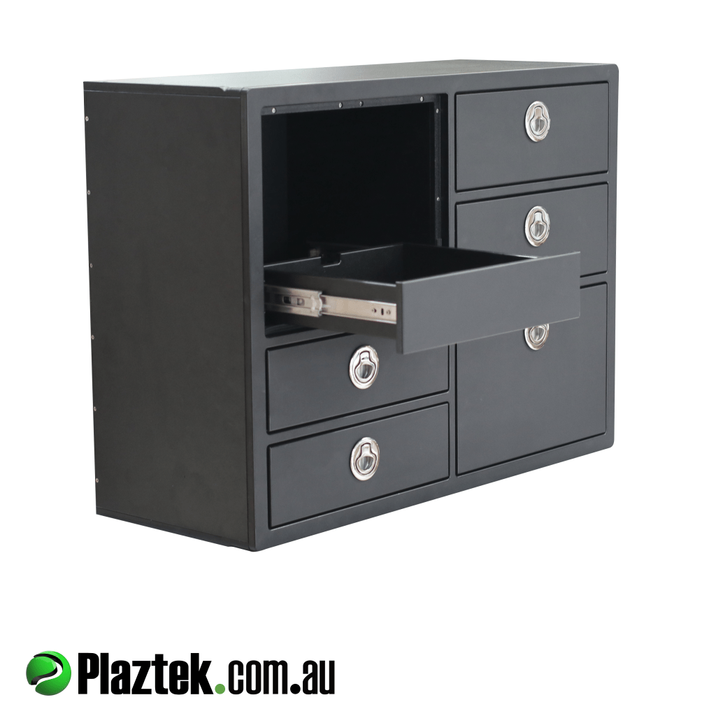 Plaztek SAL are a grate way to stow items  that can be found around your vessel. 5 drawers and a pull out landing shelf that can be used to house Drones, action cameras. Made in King StarBoard