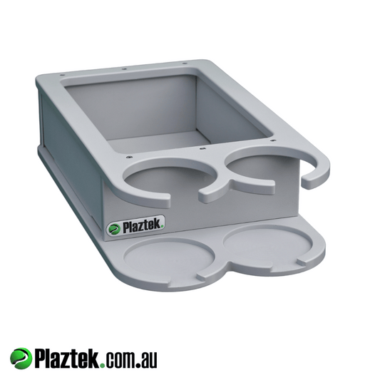 Plaztek console storage & 2 drink holder is a grate way to put items like phones, wallets, keys and other common items. Made in Australia.
