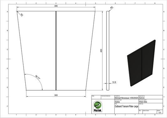 Marine Board for Outboard motor fitting, size large for all HP motors. Made in Austarlia