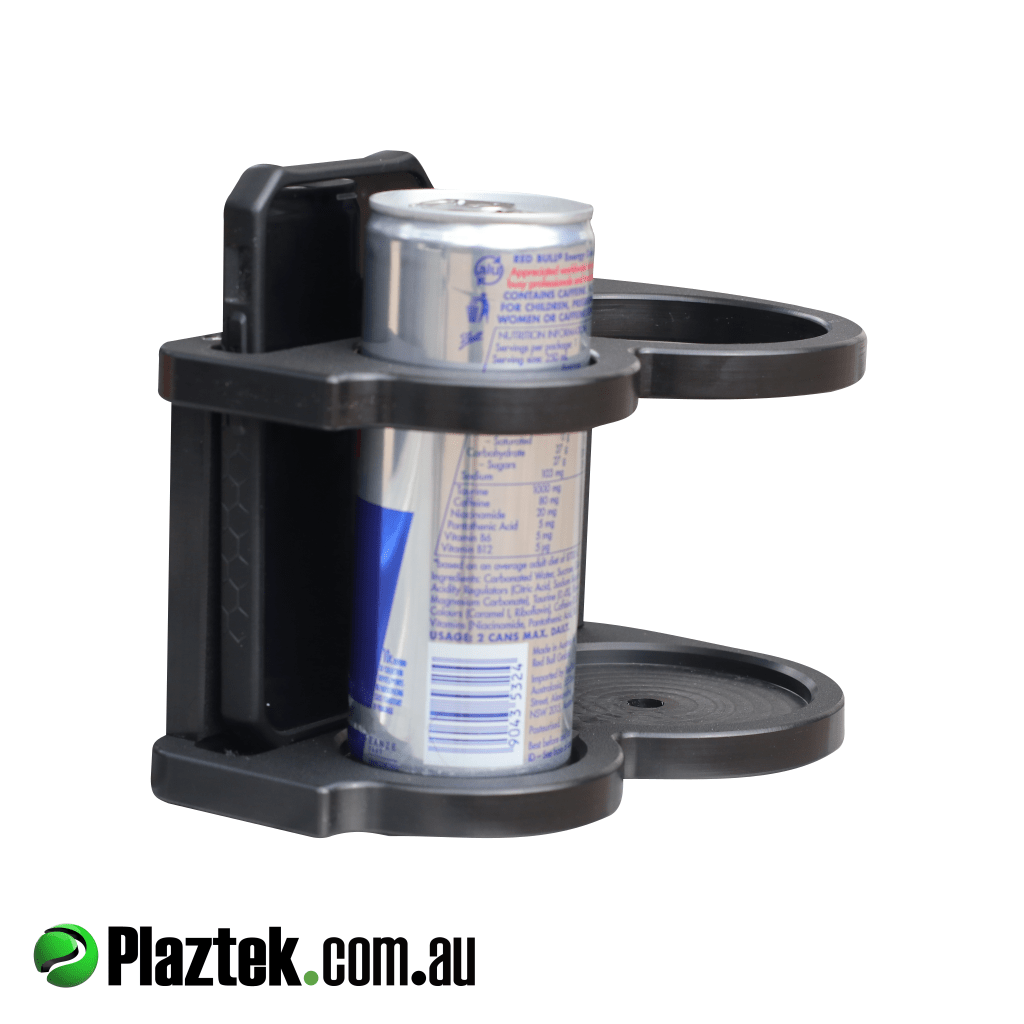 Plaztek drink and phone holder will hold small energy drink cans and standard size cans. Made in black King StarBoard.