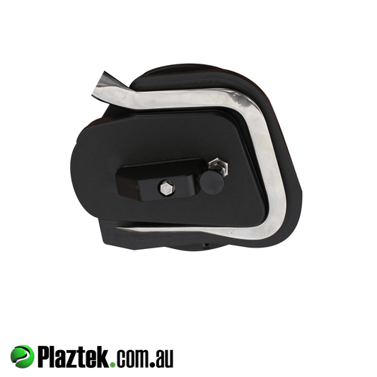 Plaztek 4 inch gaff holder shown in it's open position making it easy for remove and to put back after use. Made in Australia. 