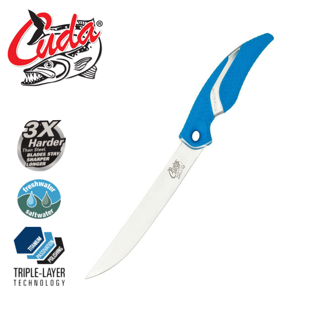Plaztek Cuda 7" knife is made from German 4116 stainless steel. Making it ideal for use in saltwater environment  