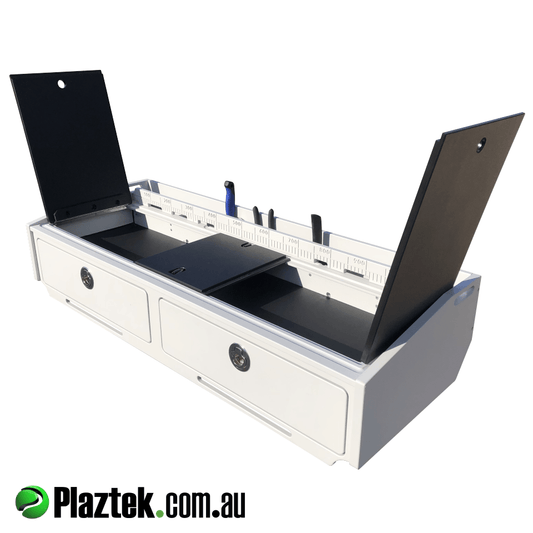 Bait boards with de frost bin under cutting board, features removable cutting surface for easy access when cleaning, Australian made by Plaztek