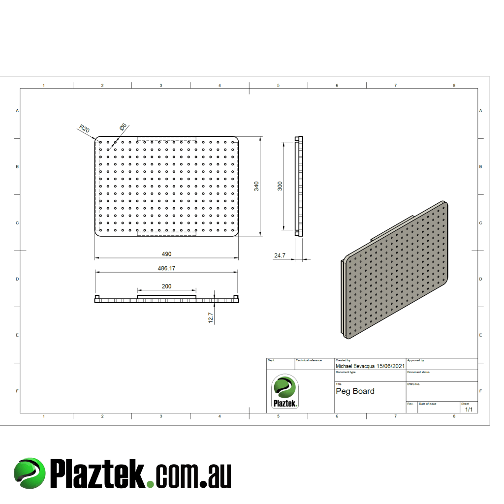 Plaztek tool holder. We can custom make to your size required. Made in Australia.