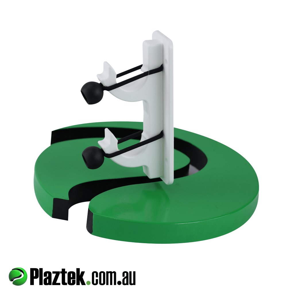 Plaztek boat gaff pole rod holder. Holds two items in place using the marine grade shock cord. Made in Australia.