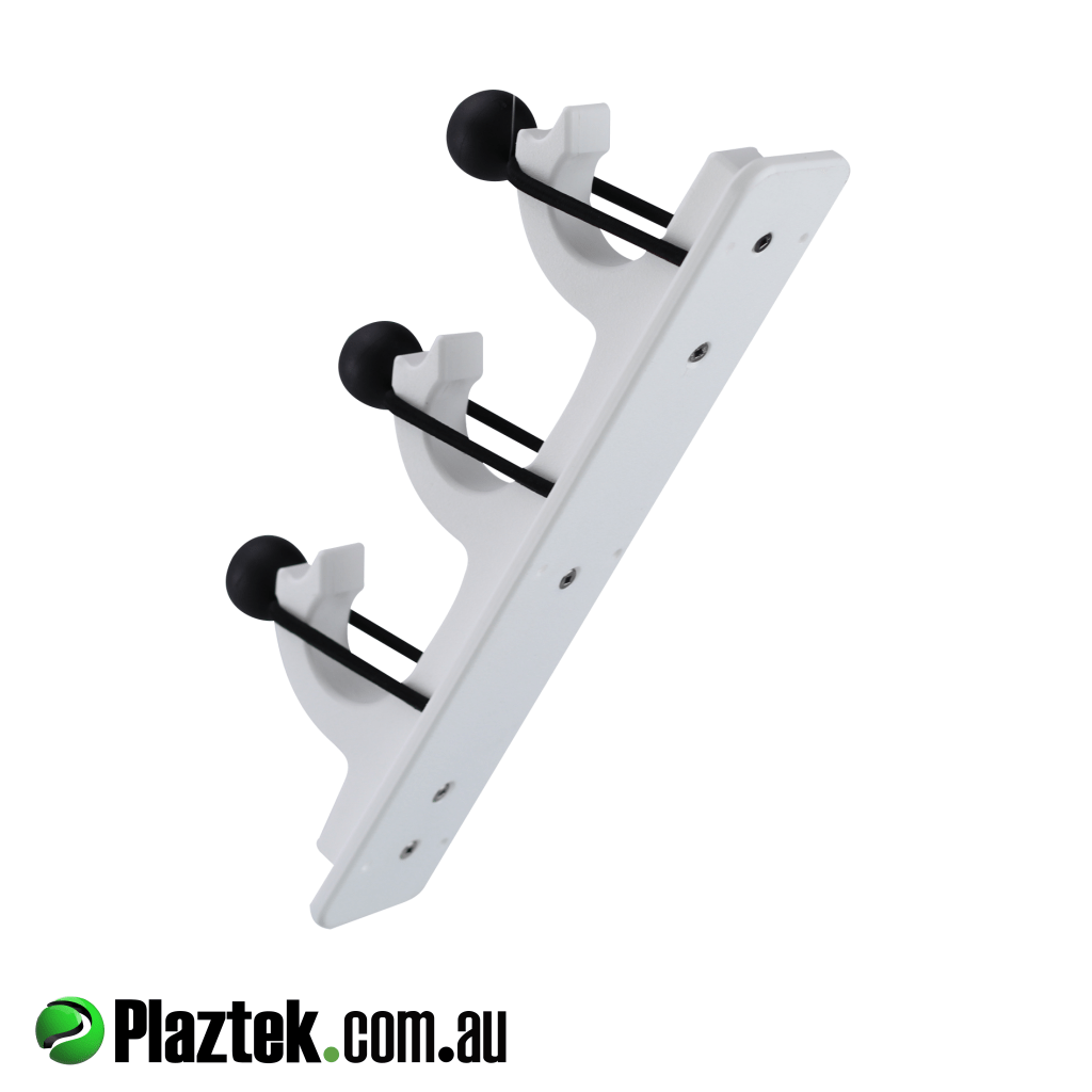 Plaztek gunwale storage solutions. Holds anything from fishing rods, gaffs, and tag poles. Shock cord is used to secure items in place. Made in King StarBoard. 