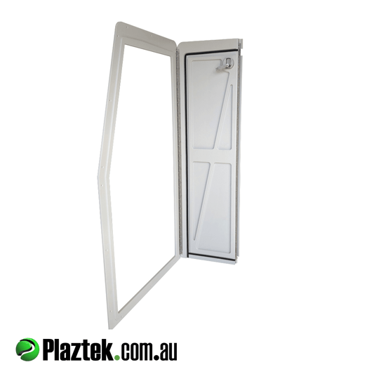 Bi-folding boat locker doors Australian made product by Plaztek, can be custom ordered to suit your size required
