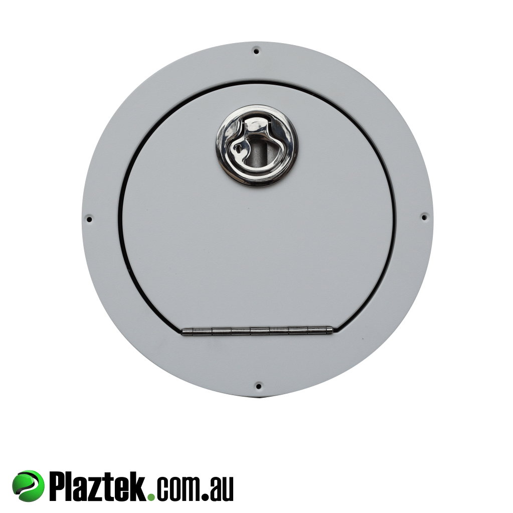 Plaztek round hatches has 316 stainless steel latch. Made in King StarBoard.