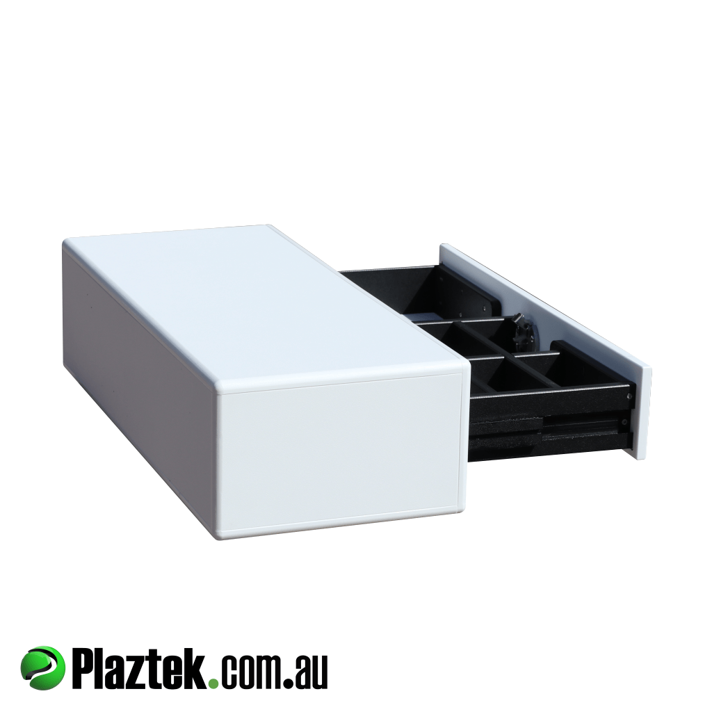 Boat tackle storage single drawer side view made in Australia by Plaztek. 
