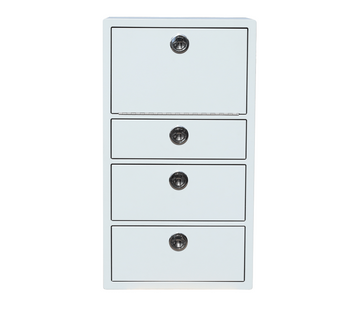 Plaztek custom tackle storage cabinet made in Dolphin Grey with SS locking latches. Made in Australia