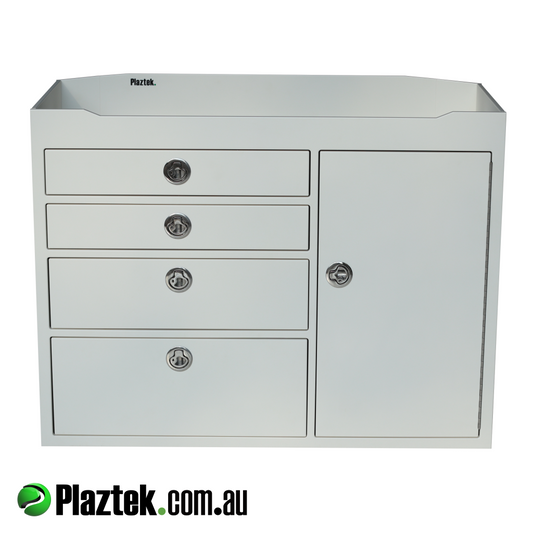 Plaztek Tackle Cabinets and Rigging stations can be custom made to suit your Boat outfitting project, Made from King StarBoard here in Australia