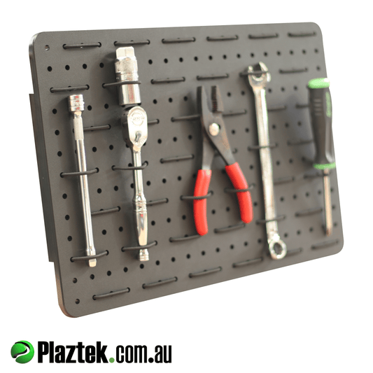 Engine or cabin room tool holder peg board design. Bungie cord used to hold tools in place. Made In Australia.