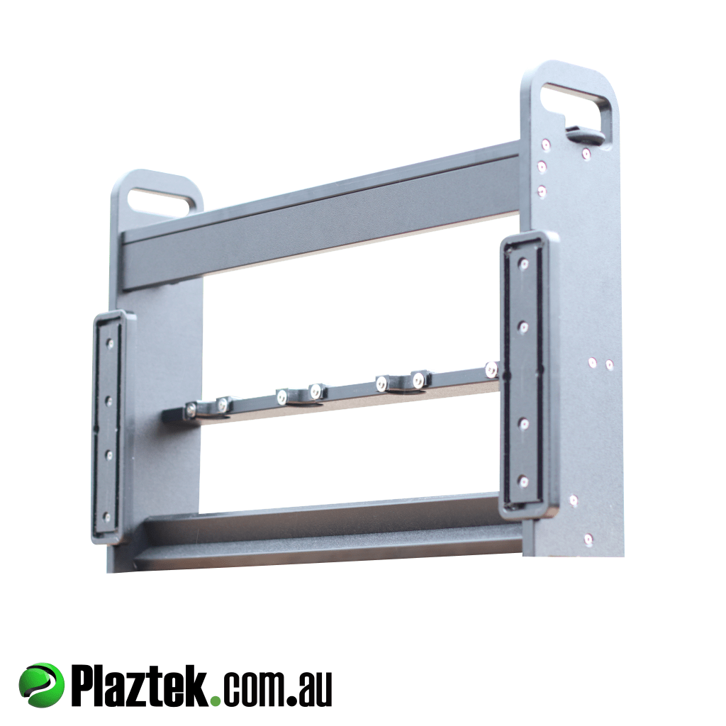 Plaztek rod storage with glued backing plate for mounting. Made In Australia
