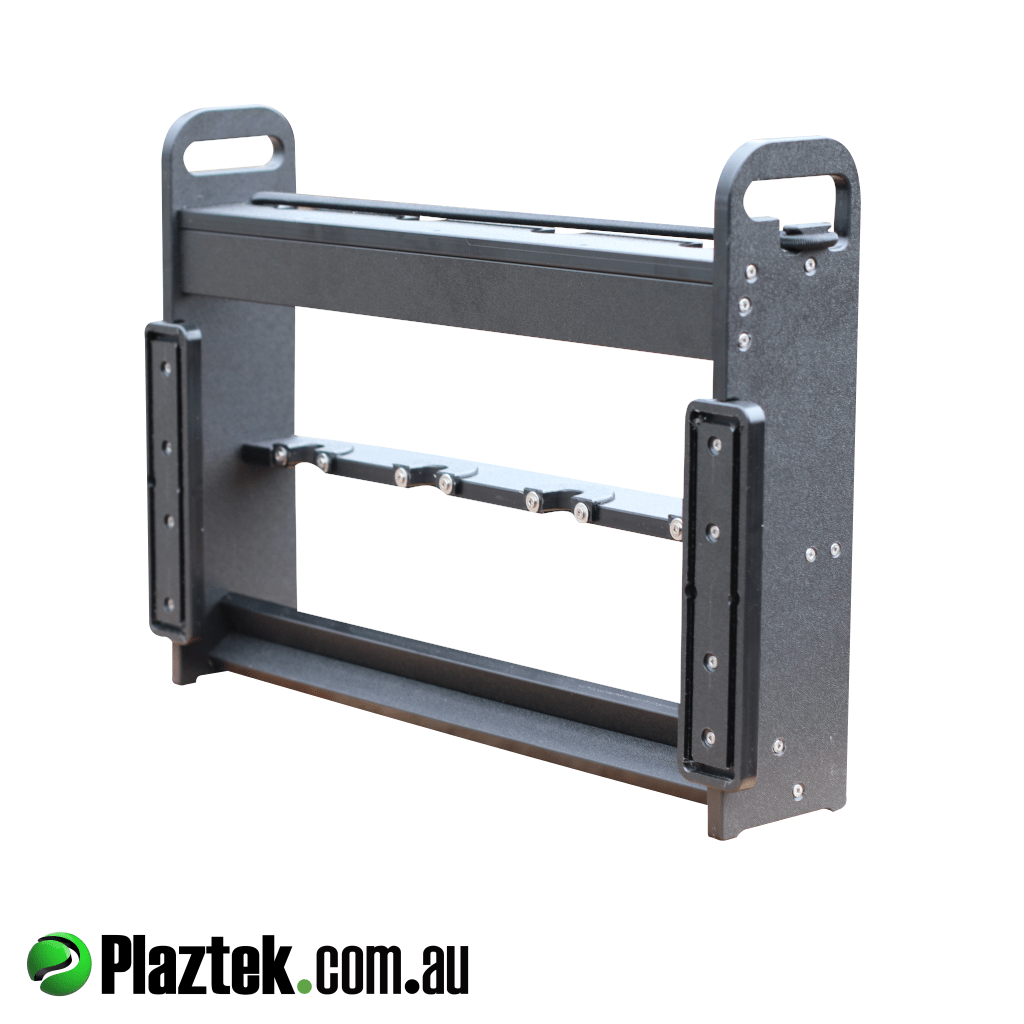 Plaztek black Vertical Rod Storage now with glueing backing plate. Made in Australia.