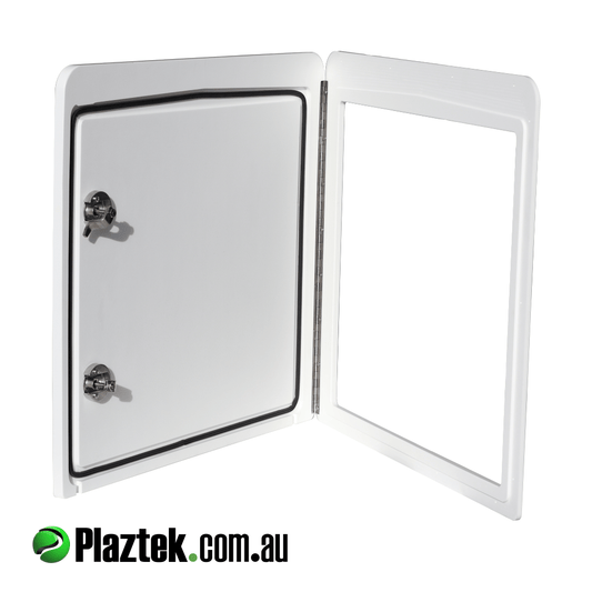 Plaztek Boat Doors and Hatches Custom Made to your size has rebated seal to keep the weather out
