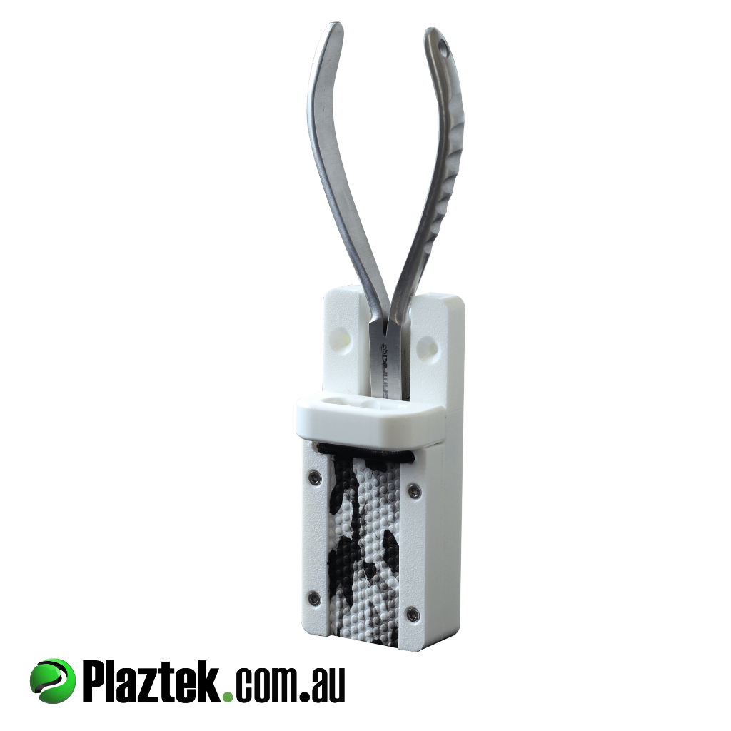 Plaztek fishing tool holder, made from King StarBoard in White White colour , features a clip to reduce rattles 
