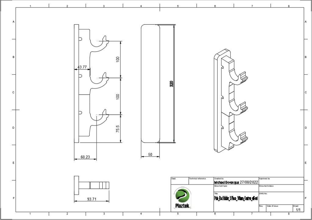 Boat Rod holders with 100mm Centres and off set of 44mm 