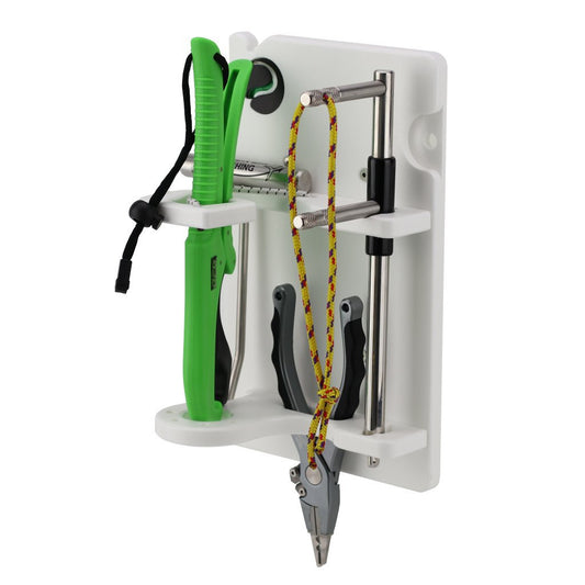 Boat Fishing Tool Holders will carry all brands of Fish Lip Grips, Pliers, Gloves, Batten and Iki Jime devices and many other fishing tools, by Plaztek