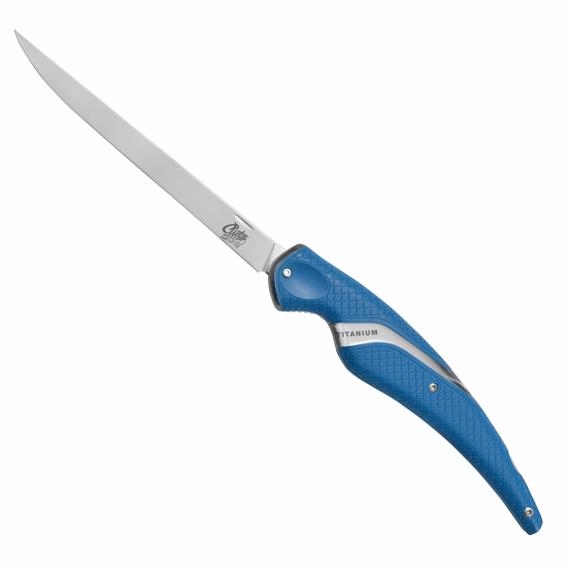Plaztek Cuda 6.5" Titanium folding knife has an ergonomic and grippy handle even with wet hands.