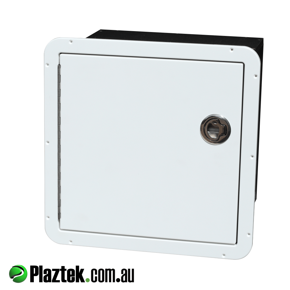 Plaztek Boat Drawers this is a 3 drawer cabinet behind door that closes onto rubber seal 