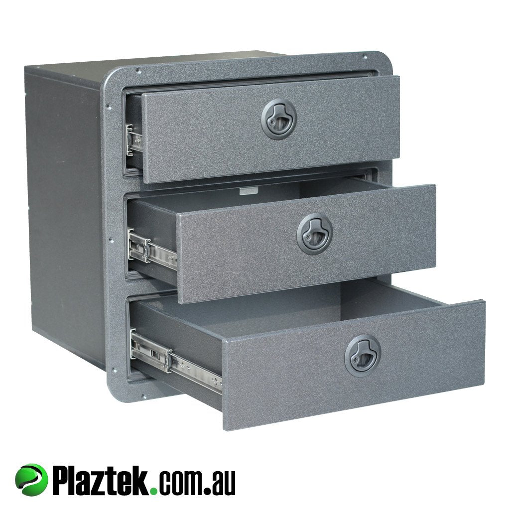 Plaztek Australian Made Boat Drawers for Boat Outfitting made in Eco  Black Board