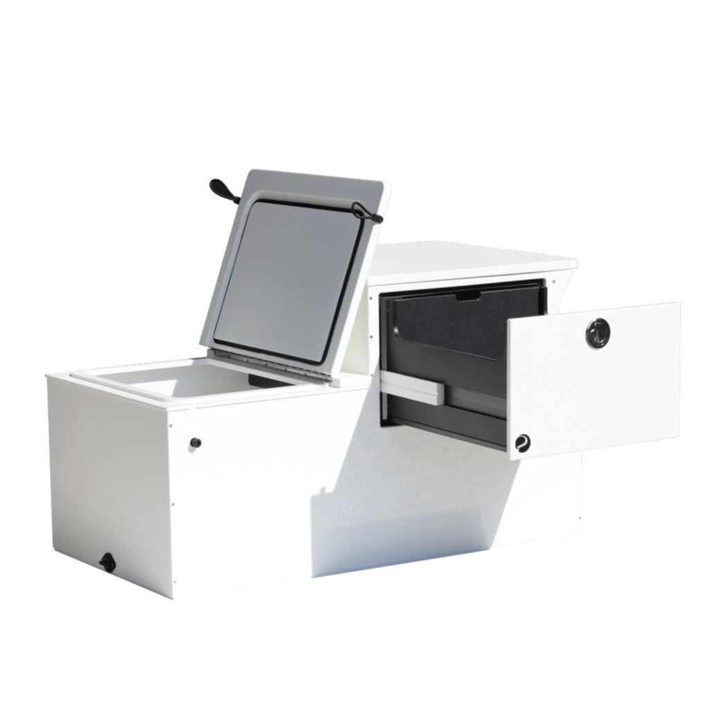 Plaztek Boat Seat Boxes have great insulation for use as esky fish box, also has Tackle tray storage built in, holds 8 Plano 3700 series Tackle Trays making it a great boat outfitting product