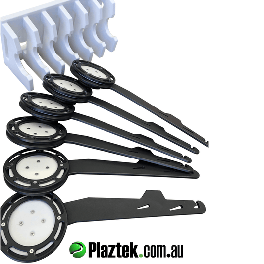 Plaztek Trolling Lure and Leader Holders sold in a Pack of 7, includes Clip-On Clip-Off mounts and a 7 Piece Lure holder rack Australian Made Boat Tackle Storage