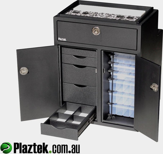 Plaztek Tackle Cabinet Console for Boats plenty of Boat storage drawers and fishing tackle trays, Australian made from marine polymer board