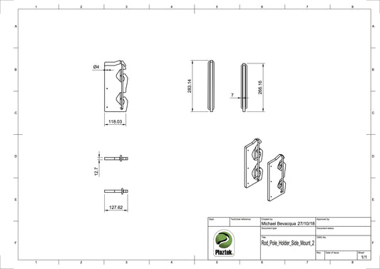 CAD drawings showing dimensions. Made in Australia.
